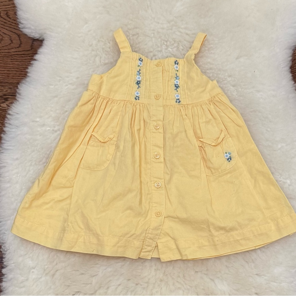 Janie & Jack yellow embroidered flower dress. 3-6. EUC